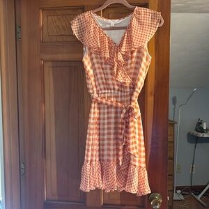 Lauren Conrad dress orange gingham check smal
